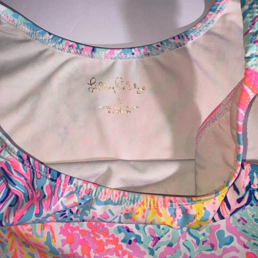 Lilly Pulitzer Girl's Haley Tankini Top UPF 50+ - Size 9 - Colorful, Coral